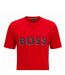 Mens Rubberised Logo Cotton T-shirt Red Boss-3