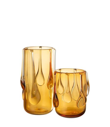 Vase Design en Verre Drippy 33cm Ambre