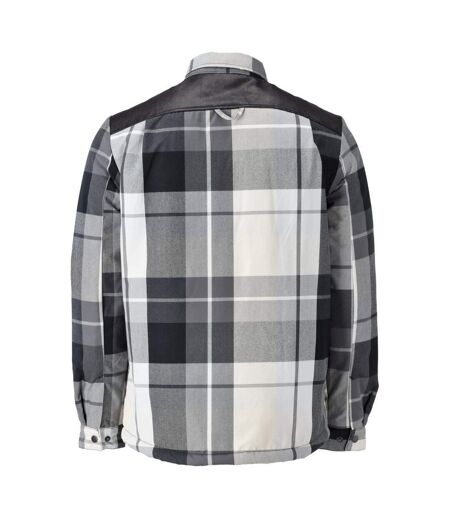 Mens Customised Checked Pile Shirt Stone Grey Mascot