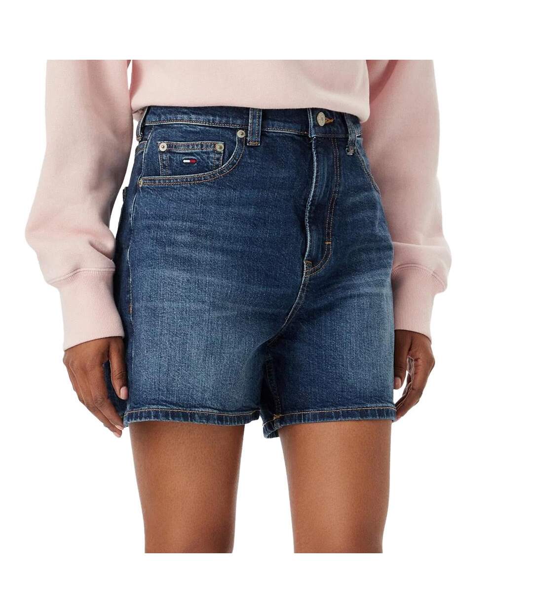 Short en jean bleu femme tommy hilfiger mom 12-1