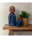 Statuette Moine Prière Grady 32cm Bleu-5