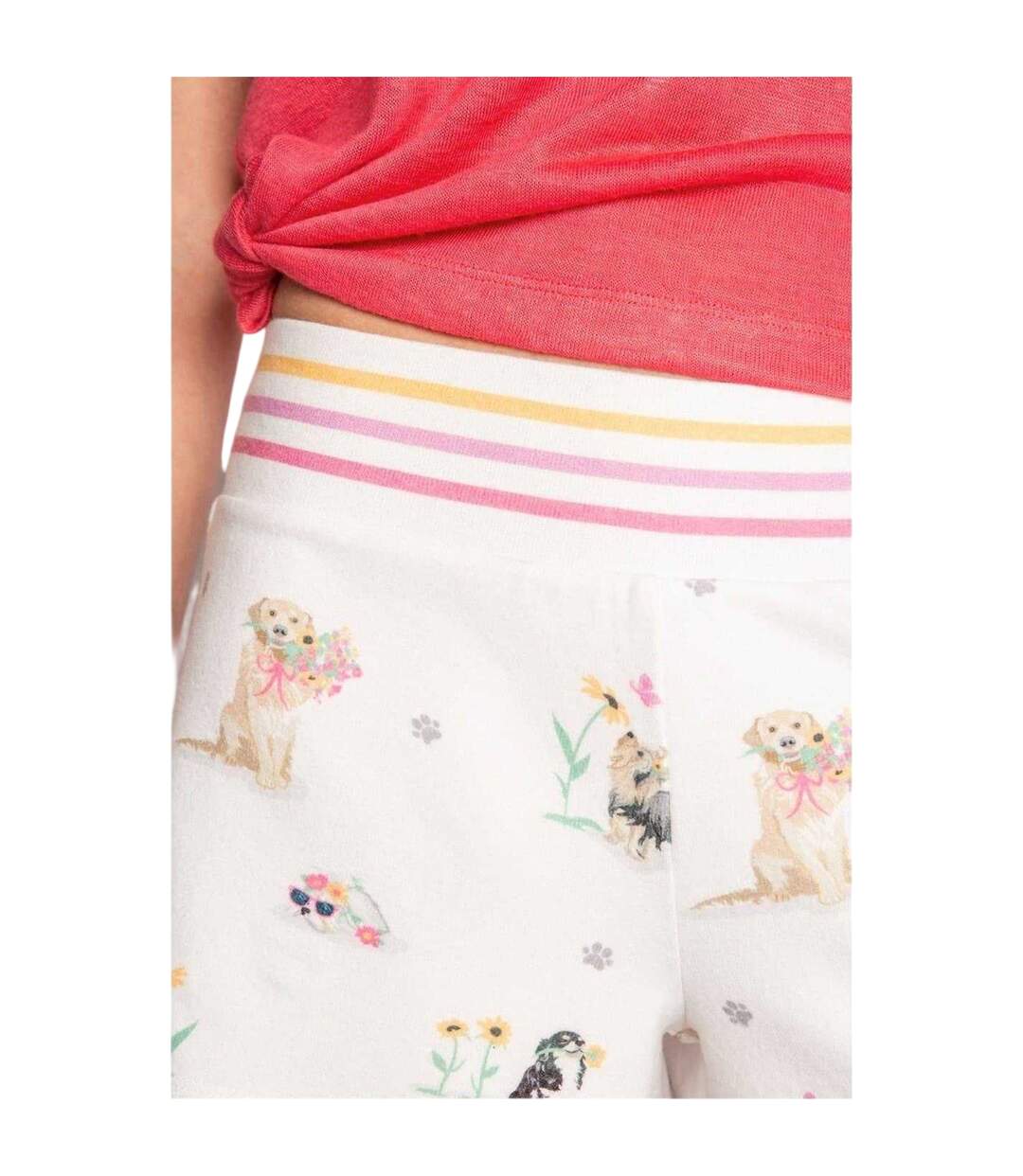 Womens/ladies Dog Print Lounge Shorts Off White PJ Salvage-3