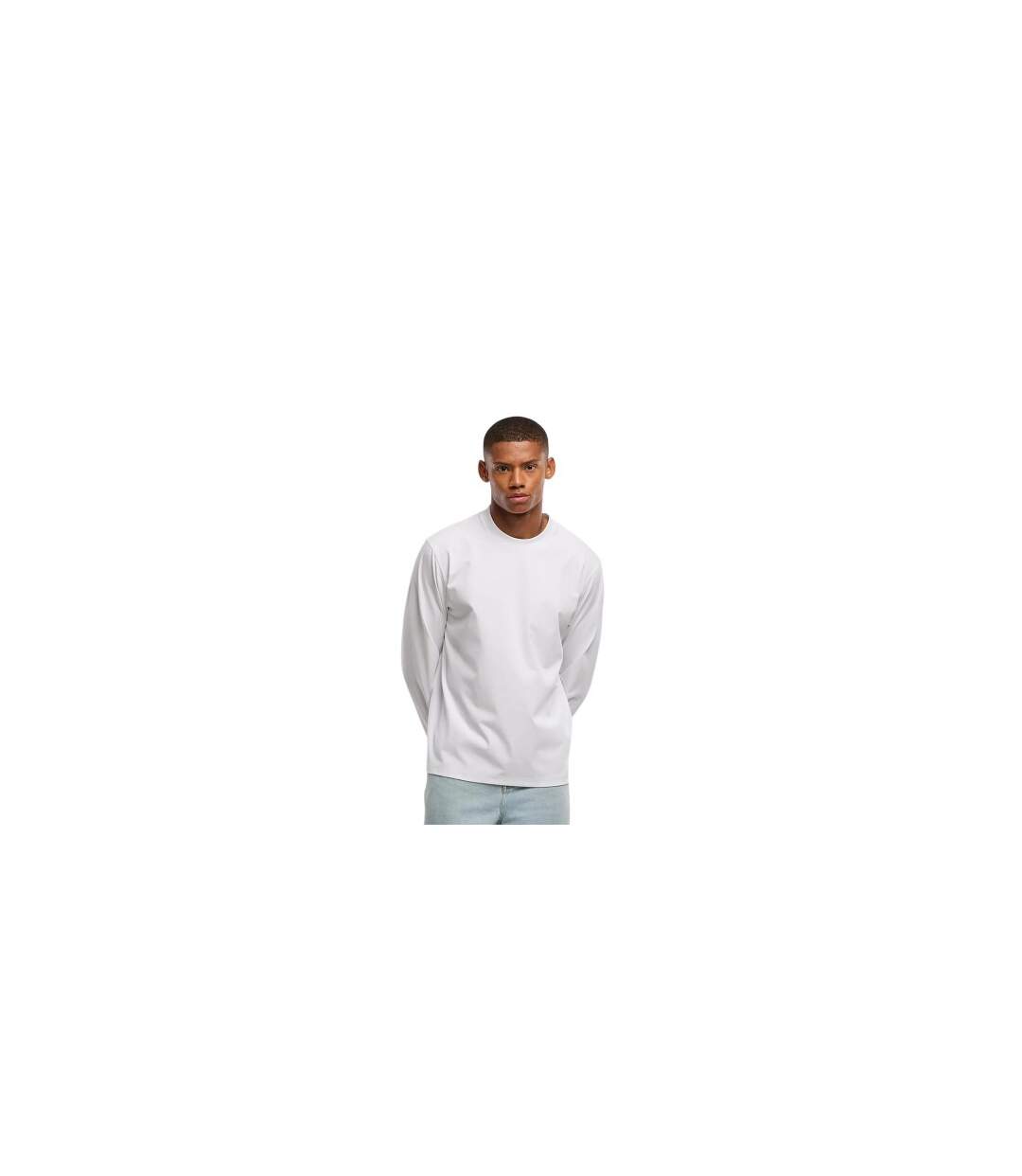 Mens Sorona Loose Long-sleeved T-shirt White Build Your Brand-2