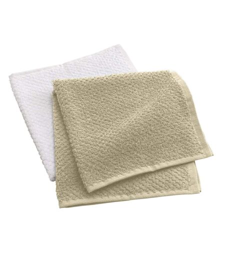 Lot de 2 Essuie-mains Gourmet 50x50cm Naturel & Blanc