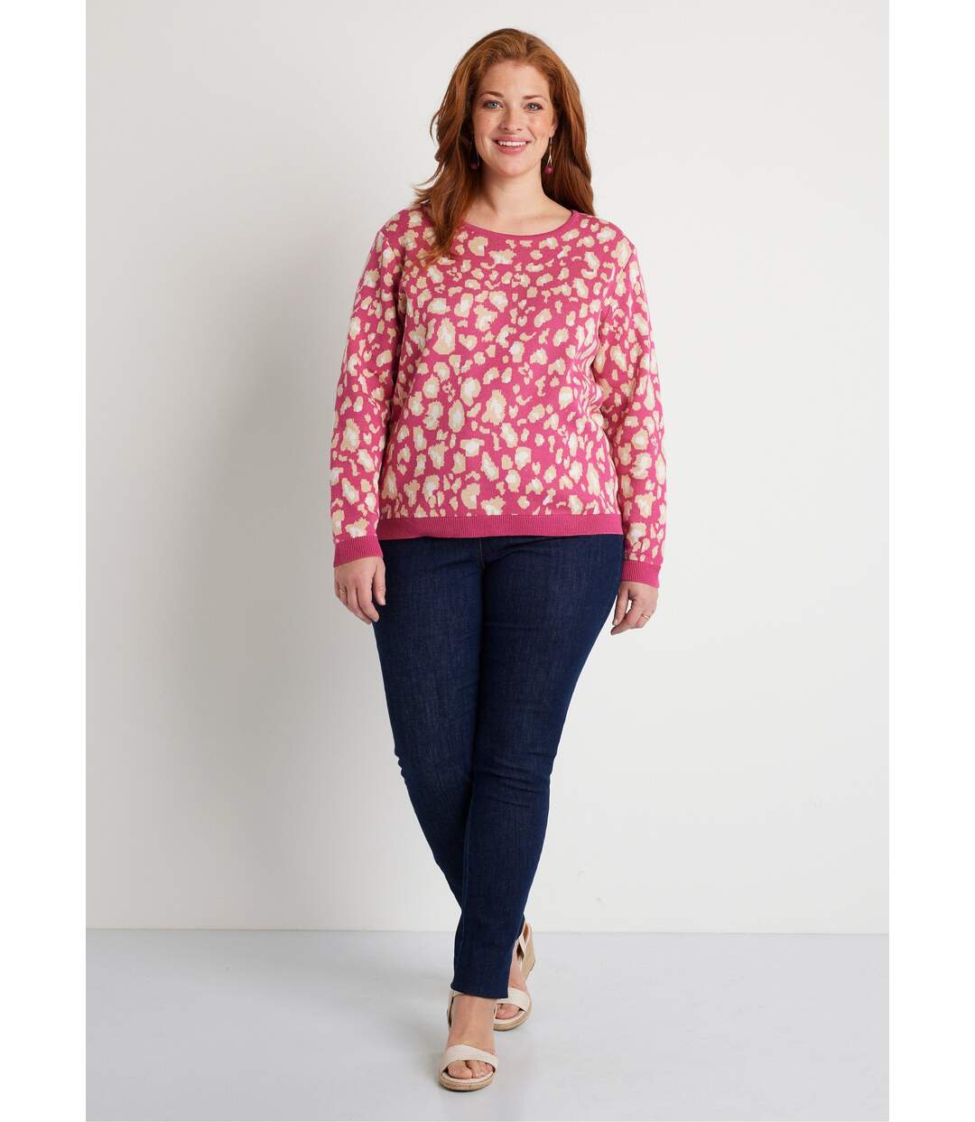 Pull motif léopard col rond-3