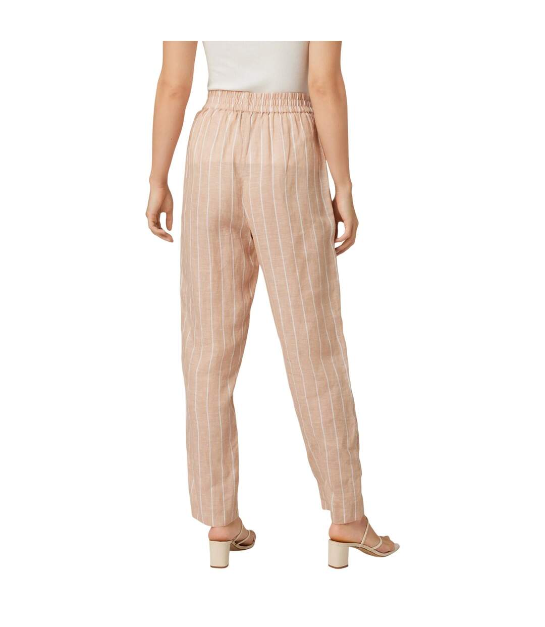 Pantalon Motif/style Fines Rayures Femme Beige Blanc Armani Exchange-3