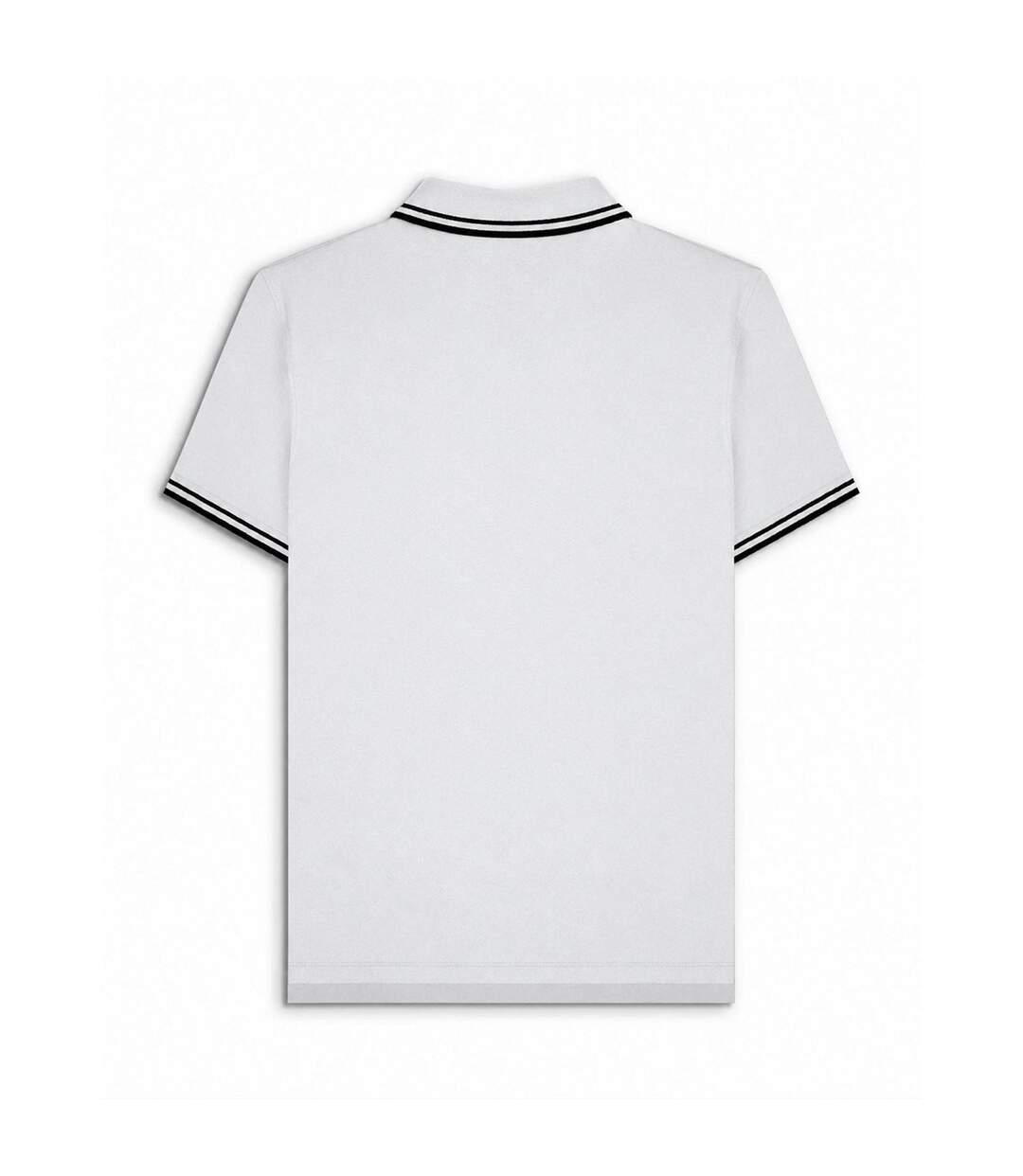 Mens Tipped Polo Shirt White Black Lambretta-2