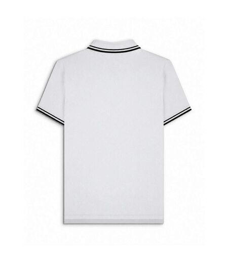 Mens Tipped Polo Shirt White Black Lambretta