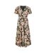 Womens/ladies Butterfly Sleeve Wrap Dress Black Mela London-2
