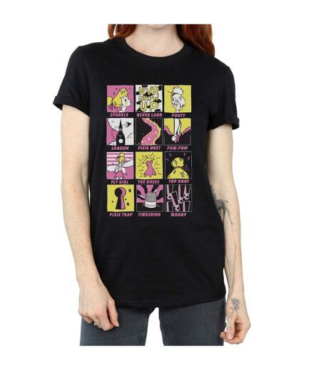 Disney Femme/Ladies - T-shirt boyfriend en coton avec carrés de la Fée Clochette (Noir) - UTBI46466