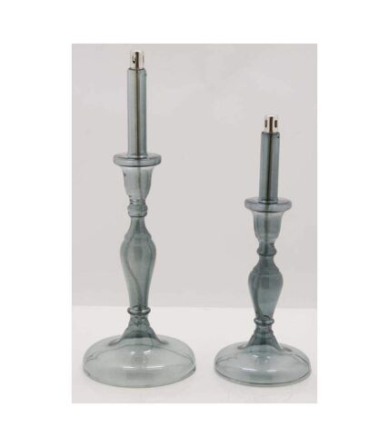 Lampe à huile en verre smoké Candle avec huile de paraffine offerte 12 x 31.5 cm