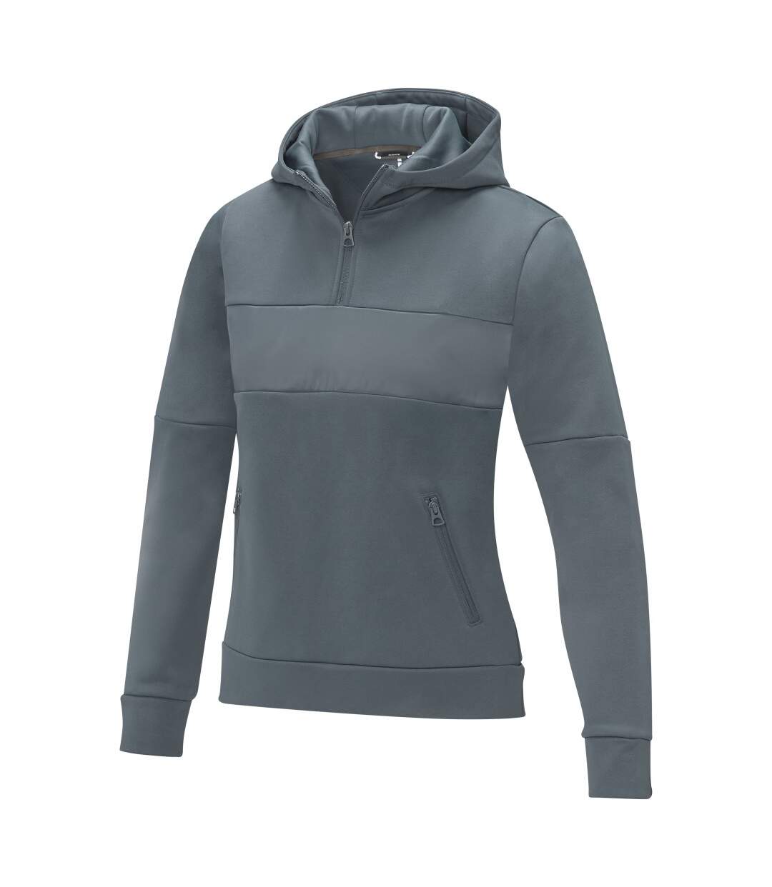 Womens/ladies Anorak Hooded Half Zip Sweatshirt Steel Grey Elevate Life-3