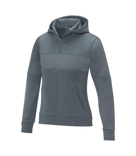 Womens/ladies Anorak Hooded Half Zip Sweatshirt Steel Grey Elevate Life