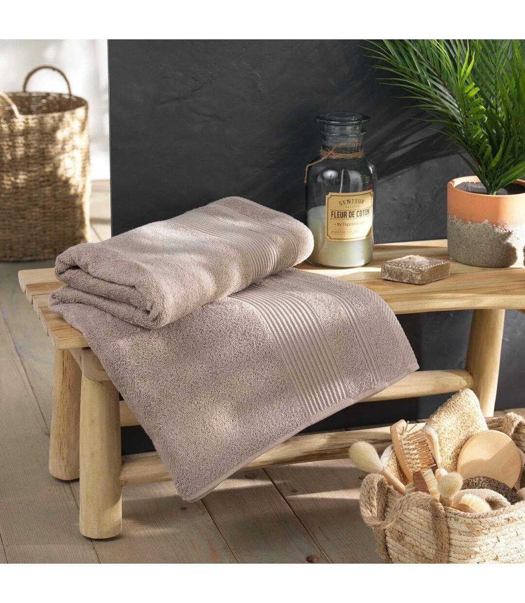Drap de Bain Tendresse 90x150cm Taupe-3
