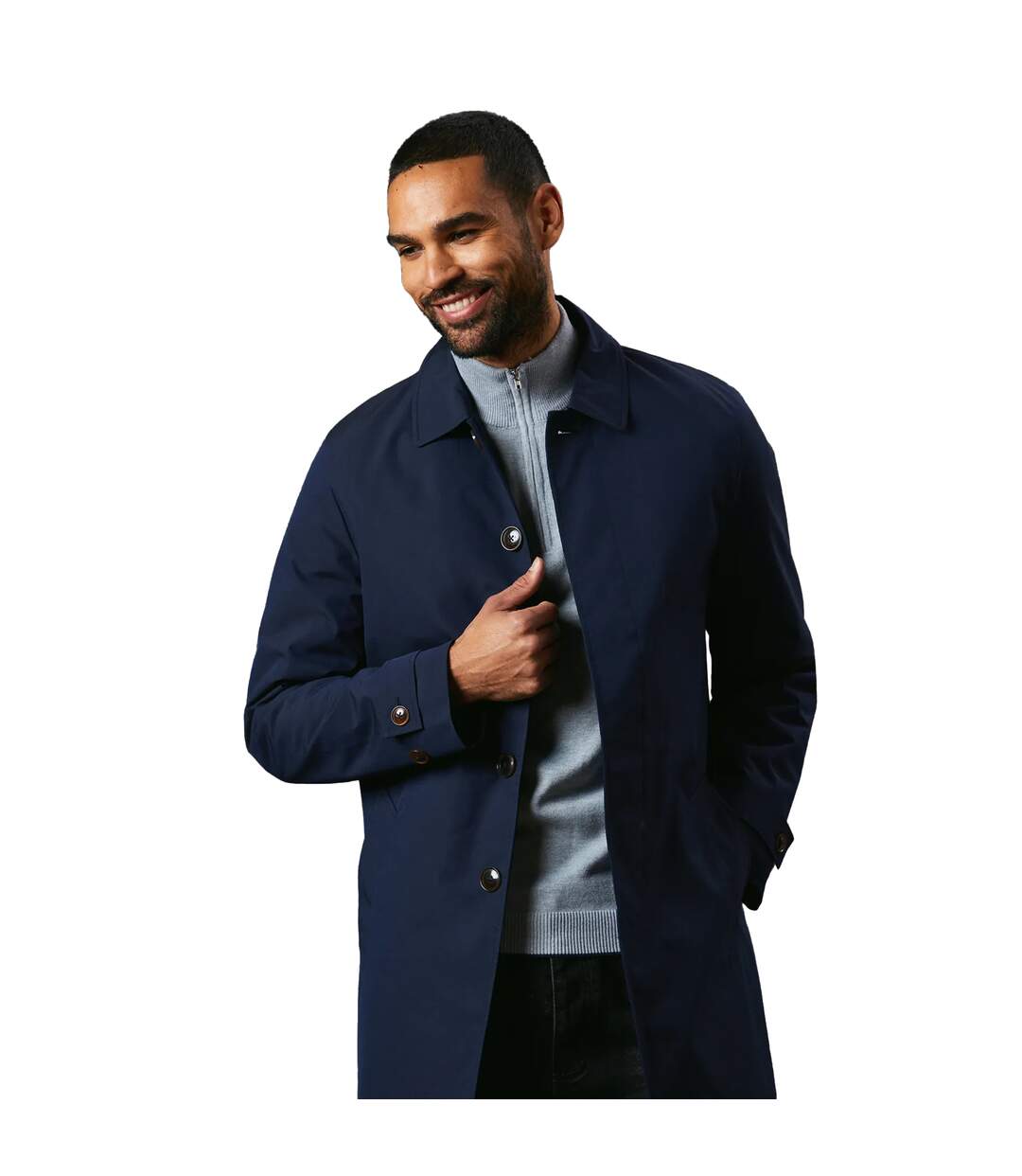 Mens padded trench coat navy Maine