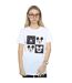 Disney Femme/Les femmes Mickey Mouse Smiling Squares Cotton Boyfriend T-Shirt (Blanc) - UTBI35998-2