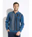 Pull col polo zippé jacquard rayé laine-1