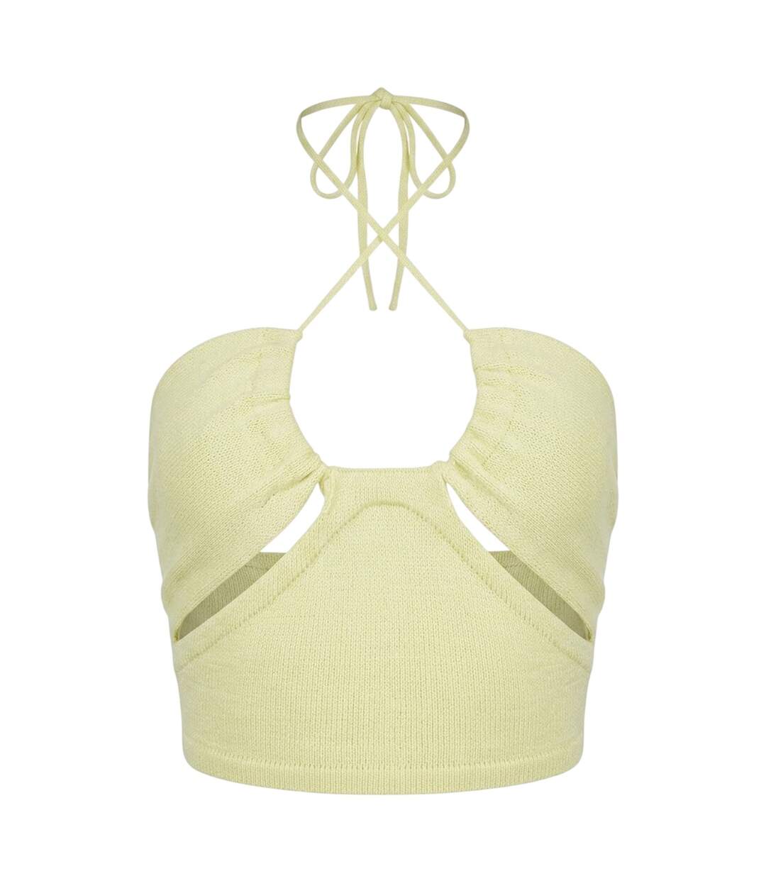 Womens/ladies Crossover Ribbed Fitted Crop Top Lime Missy Empire-2
