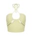 Womens/ladies Crossover Ribbed Fitted Crop Top Lime Missy Empire-2