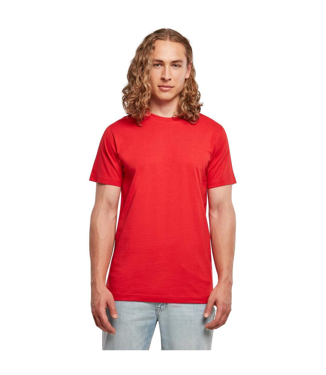 T-shirt Basique À Col Rond Pour Hommes Rouge De La Ville Build Your Brand-1