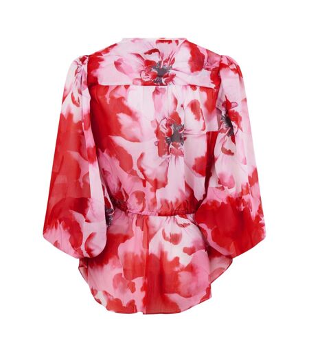 Blouse Manches Bouffantes Motif/style Floral Femme Rouge Ted Baker