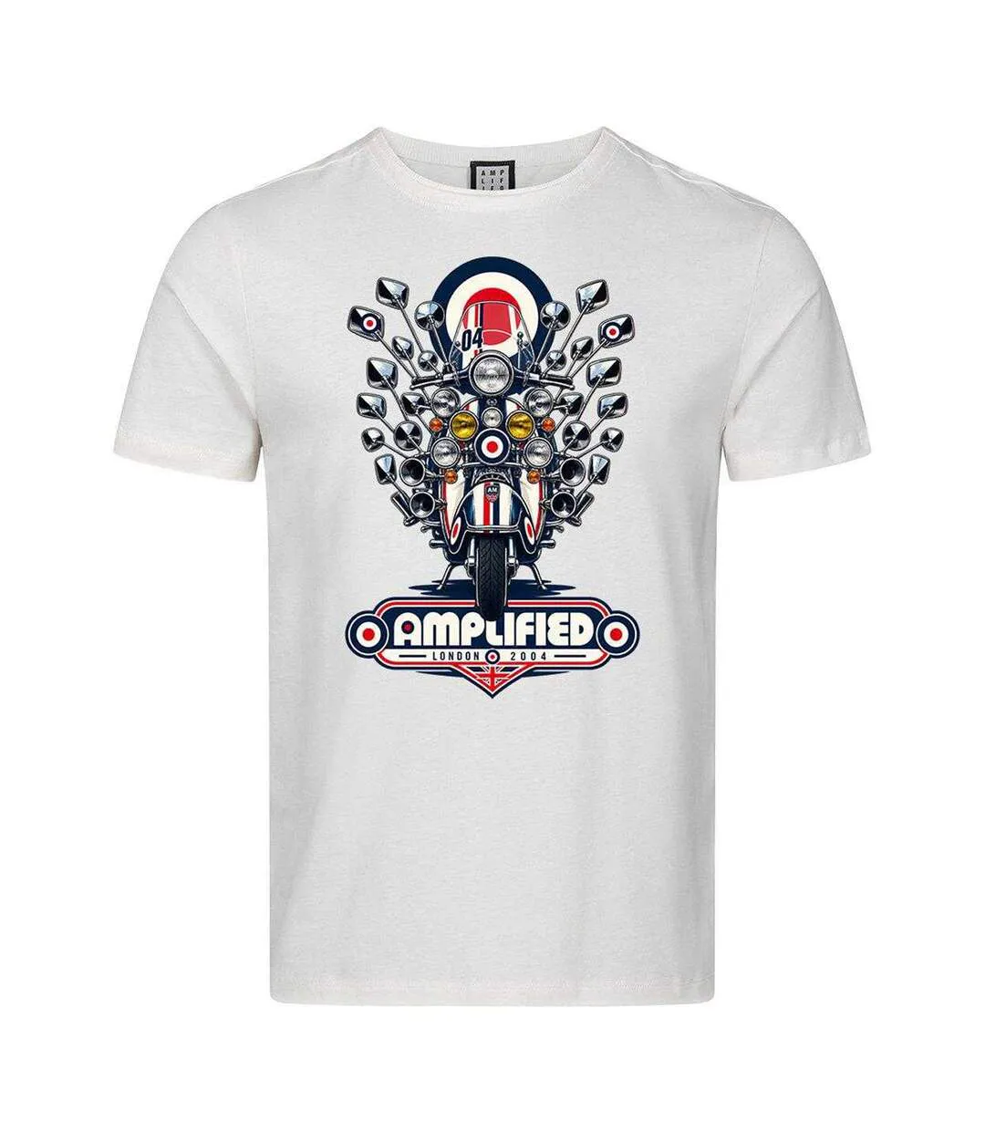 Unisex Adult Scooter Mod Target T-shirt Vintage White Amplified-1