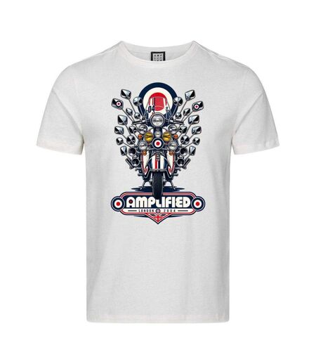 Unisex Adult Scooter Mod Target T-shirt Vintage White Amplified