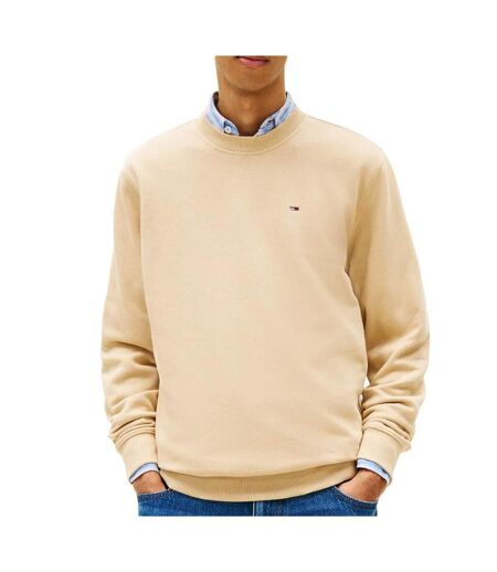 Sweat beige foncé homme tommy hilfiger reg flag crews