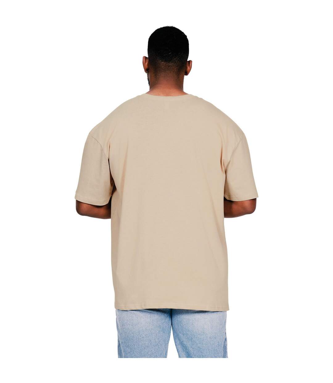 Mens Core Ringspun Cotton Tall Oversized T-shirt Sand Casual Classics-2