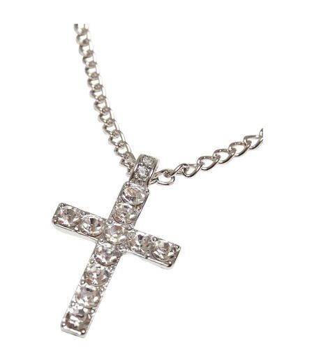 Diamond Cross Necklace One Size Silver Urban Classics