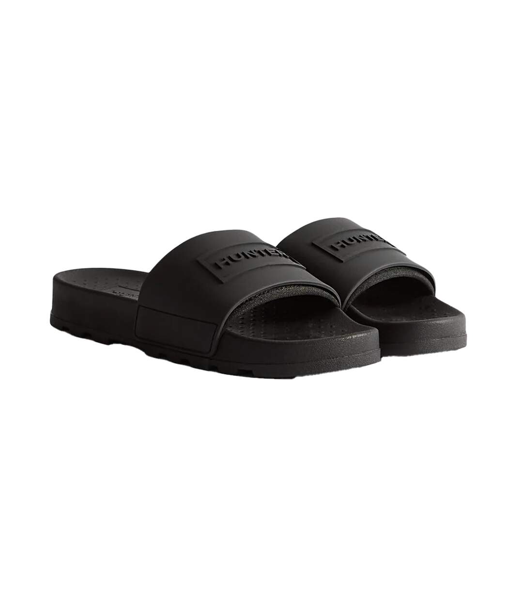 Womens/ladies core embossed sliders black Hunter-3