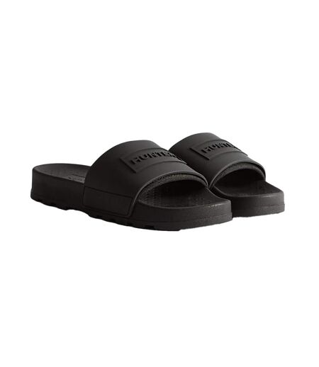 Womens/ladies core embossed sliders black Hunter