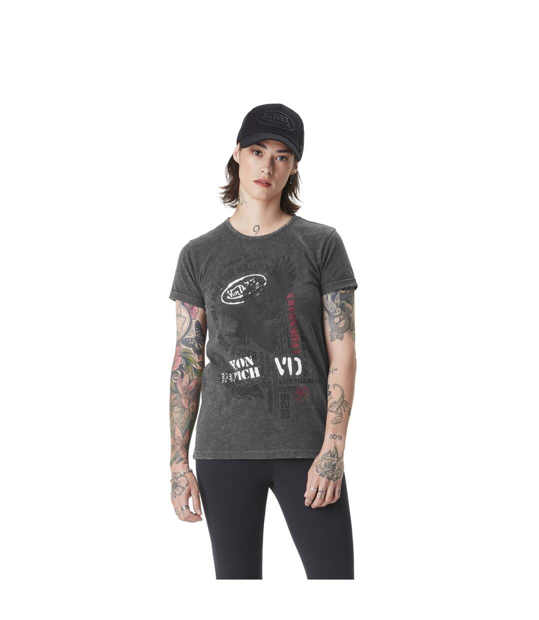 T-shirt femme à col rond avec print devant Stencil Vondutch