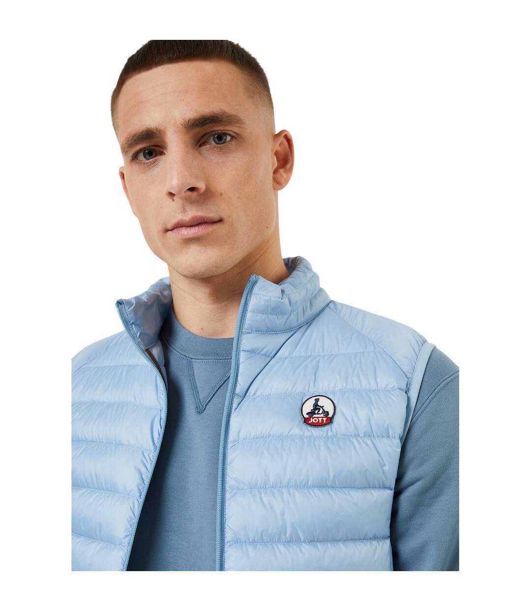 Mens Logo Puffer Sleeveless Gilet Blue Jott-4
