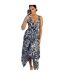 Womens/ladies Zebra Print Pleated Midi Dress Navy Cream AX Paris-2