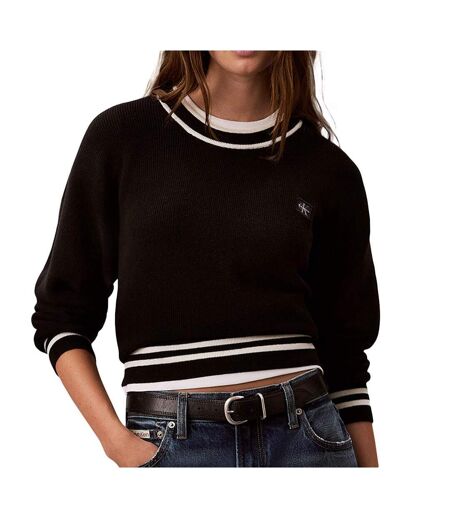 Pull noir femme calvin klein jeans woven label