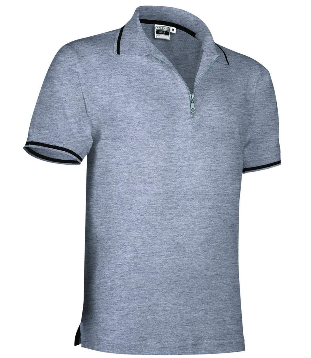 Polo homme zippé - réf GOLF - gris chiné