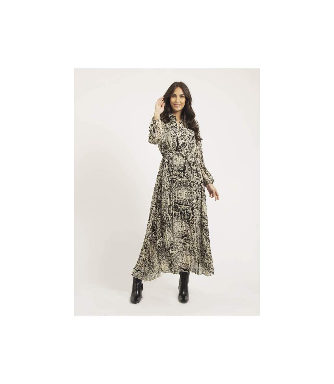 Robe longue plissée motifs INASSIA - Dona X Lisa-1