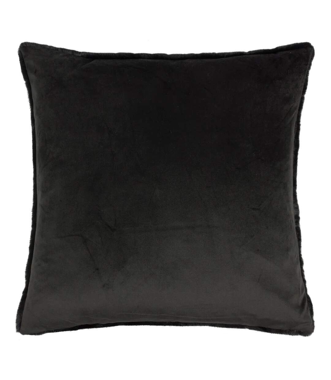 Stanza faux fur cushion cover 55cm x 55cm jet black Paoletti