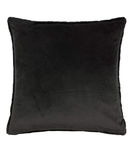 Paoletti Stanza Faux Fur Throw Pillow Cover (Jet Black) (55cm x 55cm)