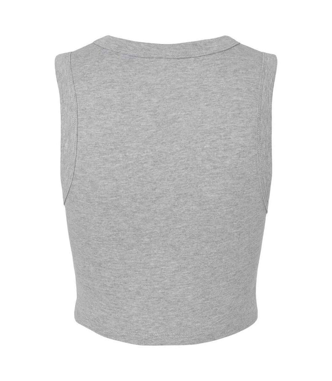 Womens/ladies Muscle Micro-rib Cropped Vest Top Athletic Heather Grey Bella + Canvas-2