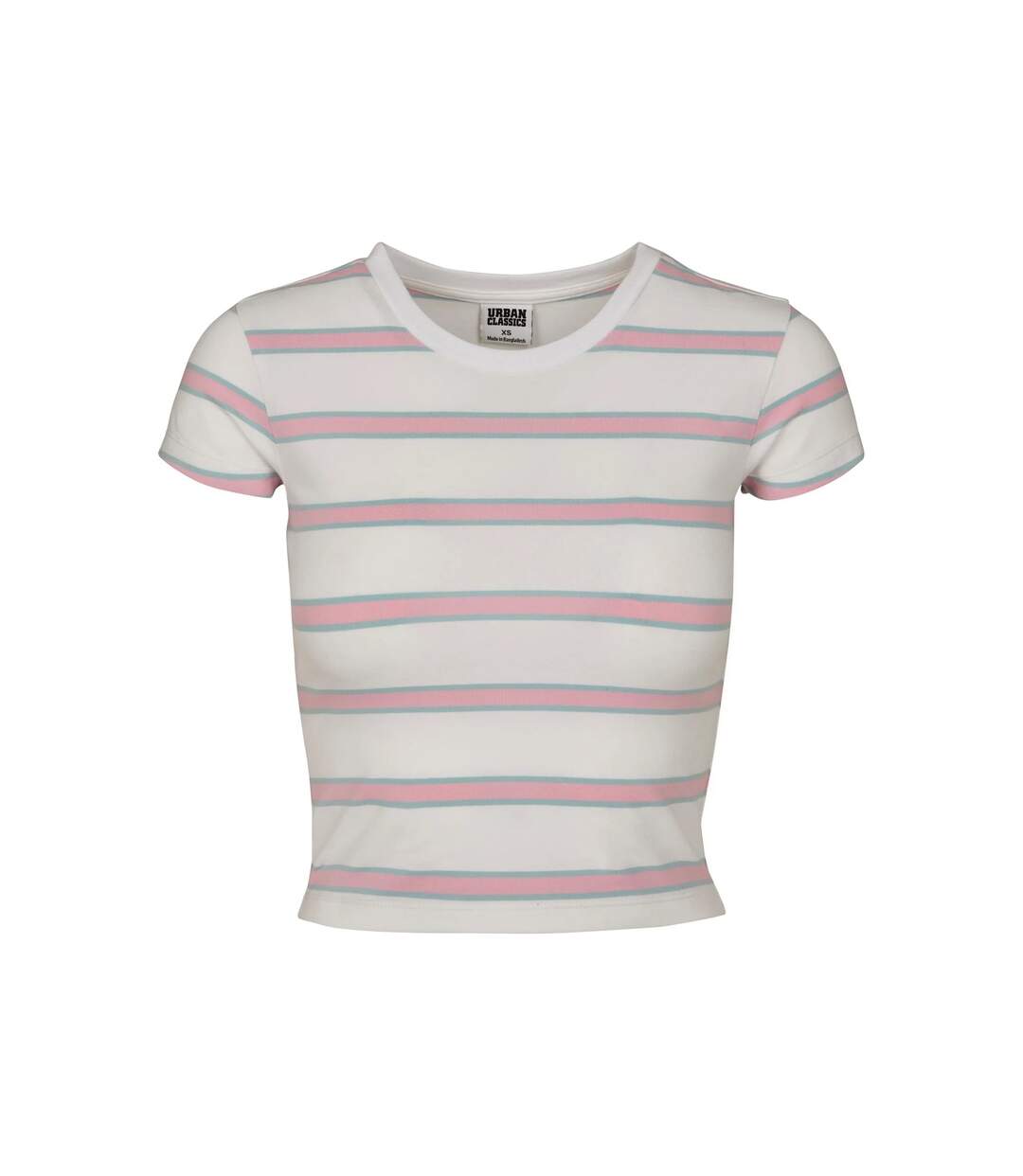 T-shirt Court Motif/style À Rayures Femme Blanc Rose Clair Urban Classics-1