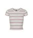 T-shirt Court Motif/style À Rayures Femme Blanc Rose Clair Urban Classics-1