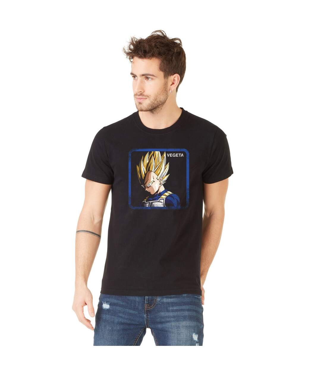 T-Shirt homme Dragon Ball Z Vegeta Saiyan Noir-1