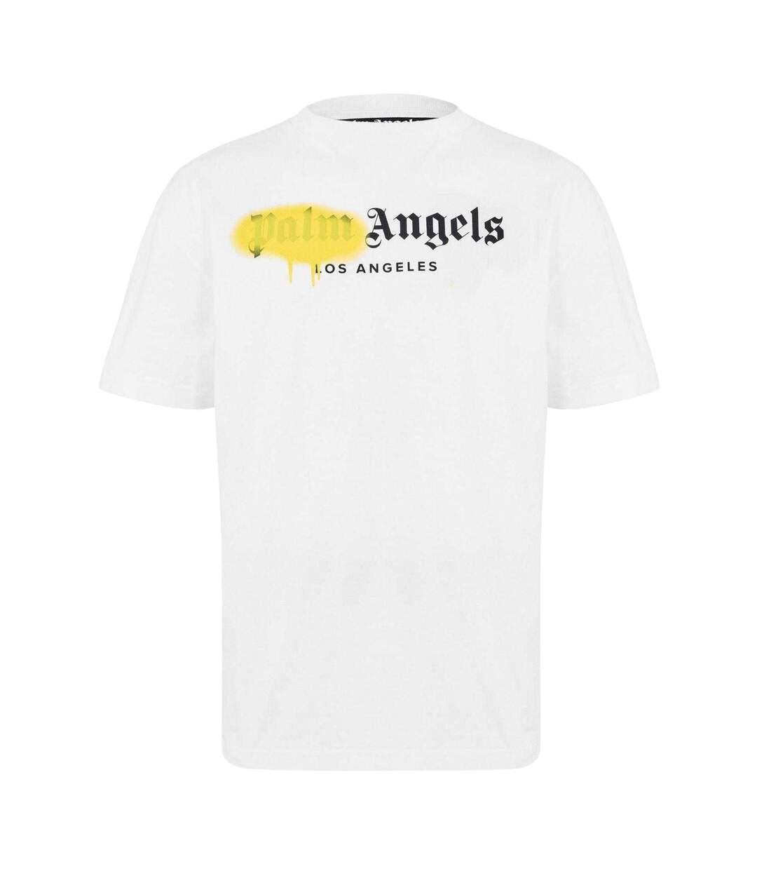 T-shirt Motif/style Peinture Effet À La Bombe London Adulte Blanc Jaune Palm Angels-1