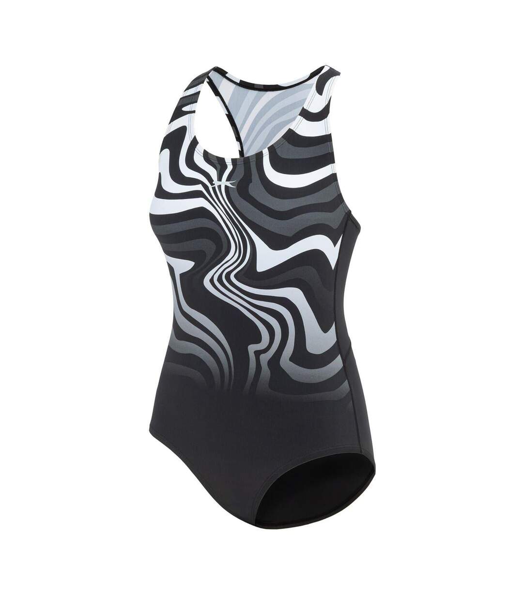 Womens/ladies Wave Pattern One Piece Swimsuit Black White Slazenger-3