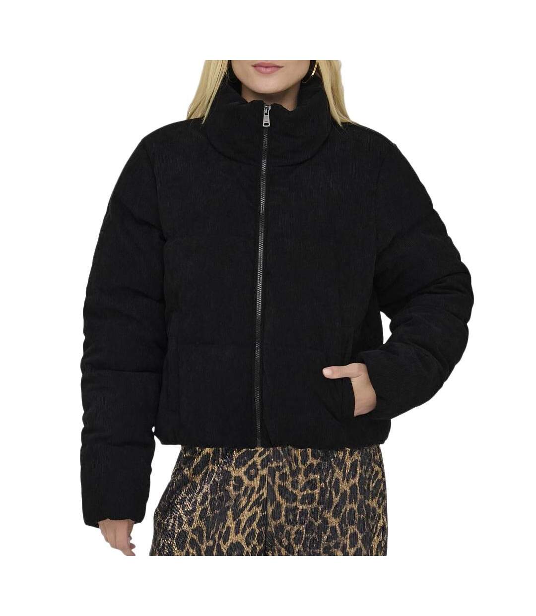 Manteau noir femme only corduroy-1
