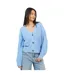 Womens/ladies Fisherman Ribbed Cardigan Blue Brave Soul-2