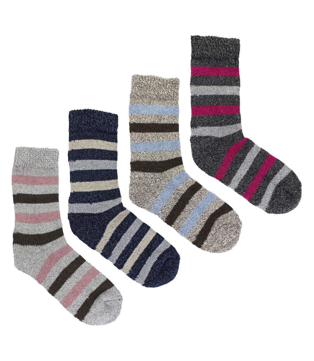 12 Pairs Ladies Non Elastic Boot Socks with Stripes-3
