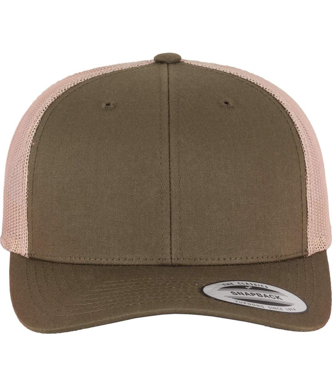 Casquette Trucker Vert Kaki Foncé Marron Flexfit-1